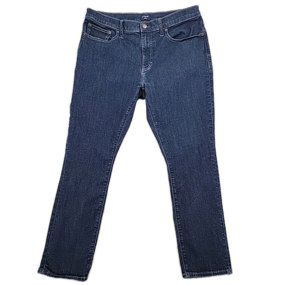 J. Crew Flex Skinny Mens Jeans Measures Size 35x27.5 Straight Stretchy Dark Blue